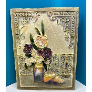 New Orleans Floral Wall Plaque Resin Vintage by New View Artist Signed Gift
